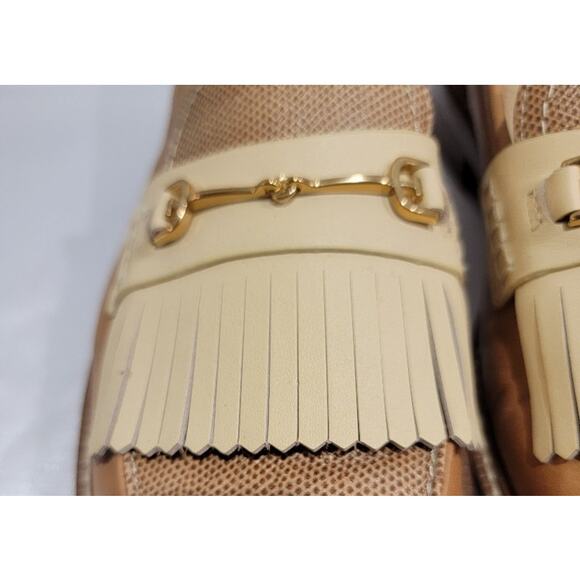 Sam Edelman Loafers Women's Leather Sz 9.5 Slip On Shoes Tan Fringe Gold - Picture 12 of 12